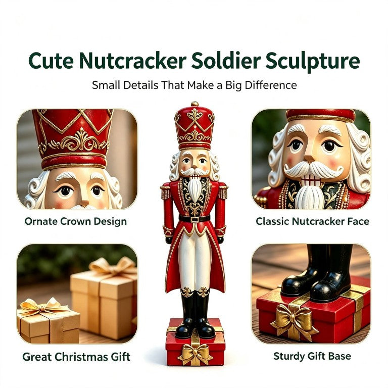 English Elm 36 Inch Resin Nutcracker Soldier Figurine Hand Painted Holiday Statue for Porch or Patio W5709P584259