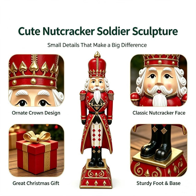 English Elm 36 Inch Resin Nutcracker Soldier Figurine Hand-Painted Holiday Decor for Porch or Entryway W5709P584260