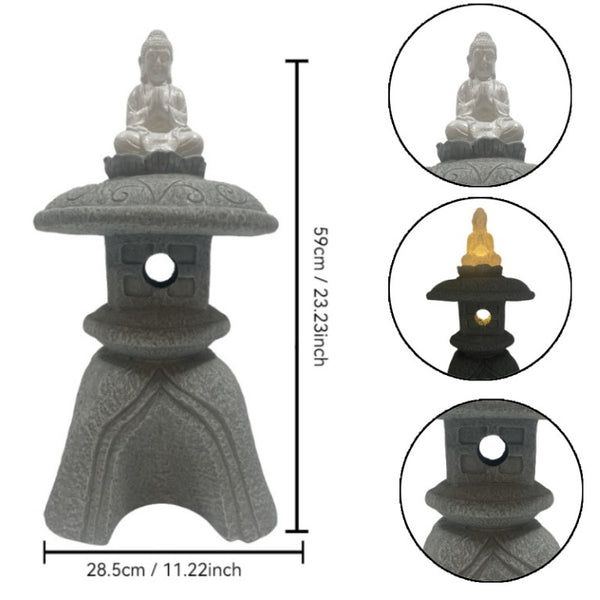 English Elm 24 Inch Solar Powered Zen Buddha Garden Sculpture Resin Stone Finish Patio Decor W5709P584267