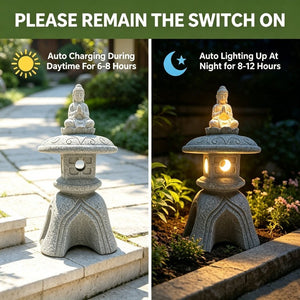 English Elm 24 Inch Solar Powered Zen Buddha Garden Sculpture Resin Stone Finish Patio Decor W5709P584267