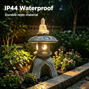 English Elm 24 Inch Solar Powered Zen Buddha Garden Sculpture Resin Stone Finish Patio Decor W5709P584267
