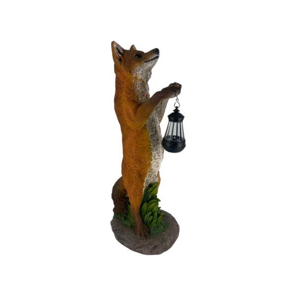 English Elm 28 Inch Solar Fox Garden Sculpture Resin Woodland Lantern Statue for Yard Patio W5709P585672