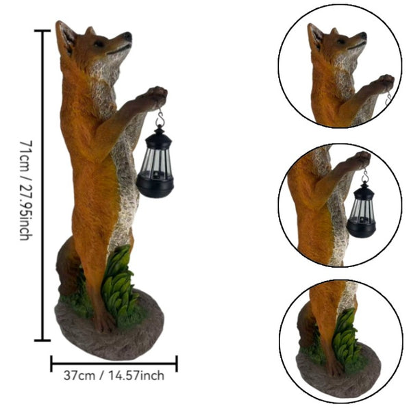 English Elm 28 Inch Solar Fox Garden Sculpture Resin Woodland Lantern Statue for Yard Patio W5709P585672