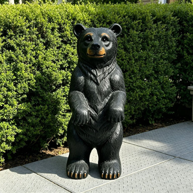 English Elm 30 Inch Realistic Black Bear Resin Sculpture Hand Painted Wildlife Statue for Garden or Porch W5709P588236