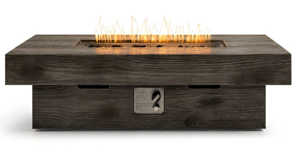 English Elm 50 Inch Rectangular Concrete Propane Fire Pit Table with Wood Grain Finish 50000 BTU W5727P552280