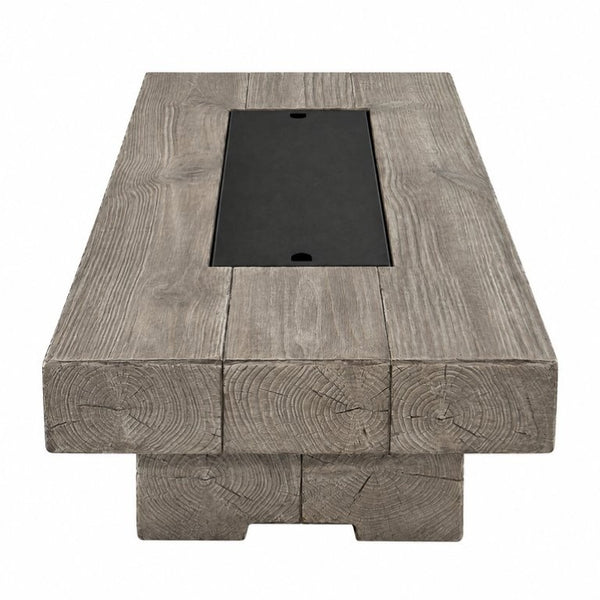 English Elm 50 Inch Rectangular Concrete Propane Fire Pit Table with Wood Grain Finish 50000 BTU W5727P552280