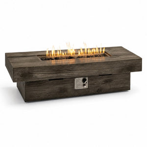 English Elm 50 Inch Rectangular Concrete Propane Fire Pit Table with Wood Grain Finish 50000 BTU W5727P552280