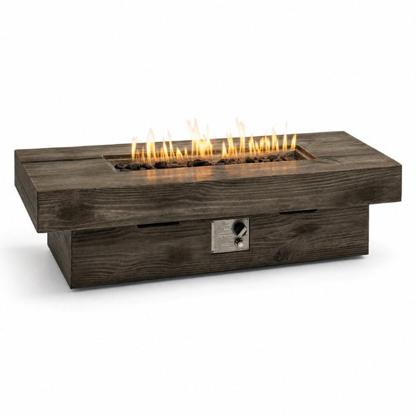 English Elm 50 Inch Rectangular Concrete Propane Fire Pit Table with Wood Grain Finish 50000 BTU W5727P552280