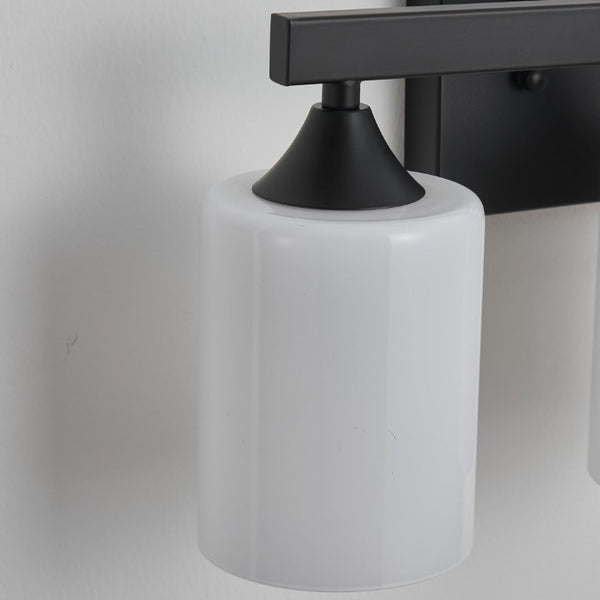 English Elm 5-Light Matte Black Vanity Fixture Frosted Cylindrical Glass Shades for Modern Bath W5735P535360