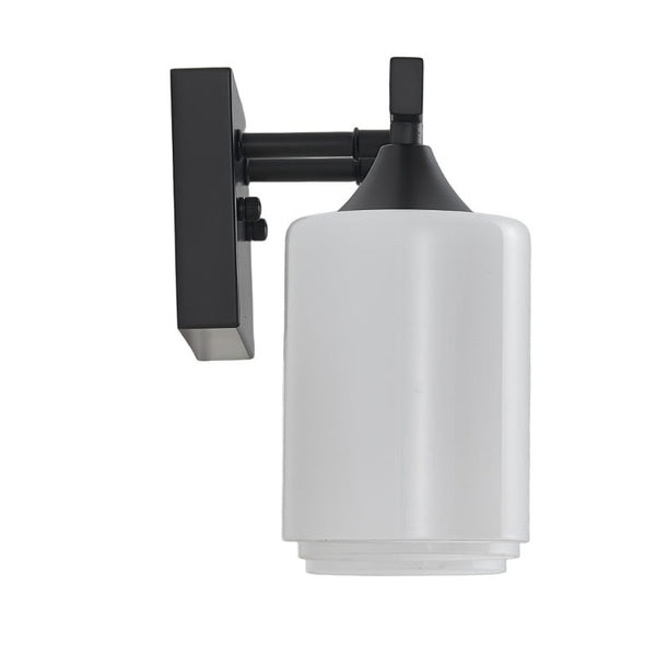 English Elm 5-Light Matte Black Vanity Fixture Frosted Cylindrical Glass Shades for Modern Bath W5735P535360