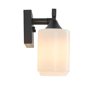 English Elm 5-Light Matte Black Vanity Fixture Frosted Cylindrical Glass Shades for Modern Bath W5735P535360