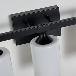 English Elm 5-Light Matte Black Vanity Fixture Frosted Cylindrical Glass Shades for Modern Bath W5735P535360