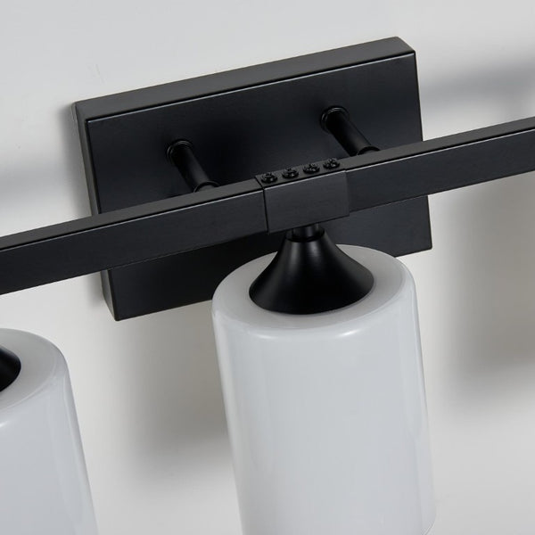 English Elm 5-Light Matte Black Vanity Fixture Frosted Cylindrical Glass Shades for Modern Bath W5735P535360