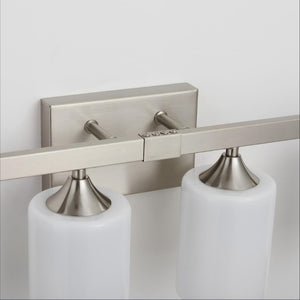 English Elm 4-Light Brushed Brass Vanity Wall Sconce Frosted Cylinder Shades for Modern Bathrooms Silver W5735P535362