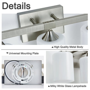 English Elm 5-Light Brushed Brass Vanity Fixture Frosted Cylinder Shades for Bathroom Mirror Wall Silver W5735P535363