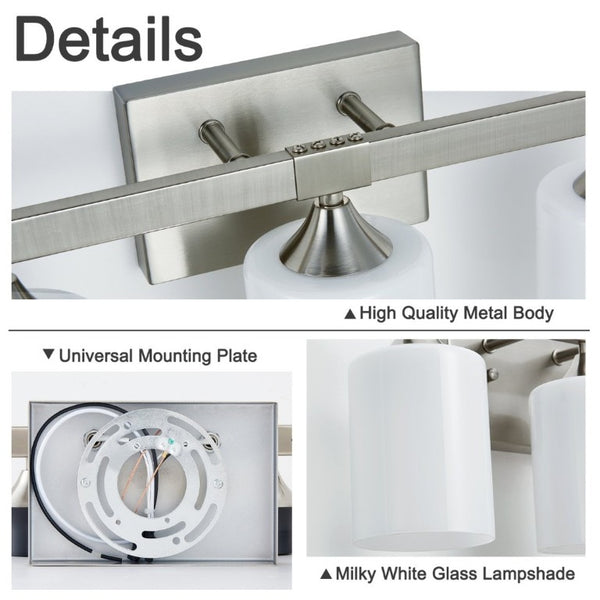 English Elm 5-Light Brushed Brass Vanity Fixture Frosted Cylinder Shades for Bathroom Mirror Wall Silver W5735P535363
