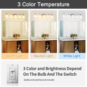 English Elm 5-Light Brushed Brass Vanity Fixture Frosted Cylinder Shades for Bathroom Mirror Wall Silver W5735P535363