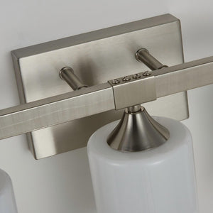 English Elm 5-Light Brushed Brass Vanity Fixture Frosted Cylinder Shades for Bathroom Mirror Wall Silver W5735P535363
