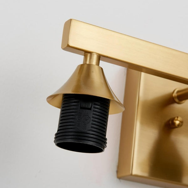 English Elm 4-Light Brushed Brass Vanity Wall Sconce Frosted Cylinder Shades for Modern Bathrooms Gold W5735P535365