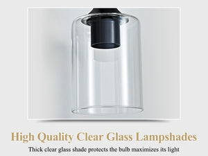 English Elm 6-Light Matte Black Vanity Bar with Cylinder Glass Shades for Wide Bathroom Mirrors W5735P535369