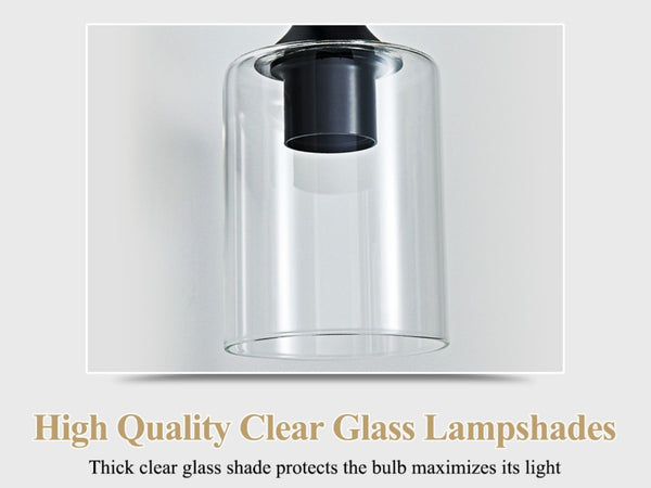 English Elm 6-Light Matte Black Vanity Bar with Cylinder Glass Shades for Wide Bathroom Mirrors W5735P535369
