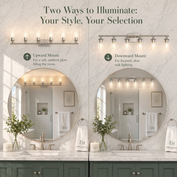 English Elm 6-Light Brushed Nickel Vanity Light Bar with Clear Cylinder Shades for Master Bath Silver W5735P535375