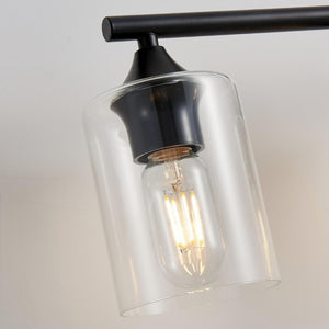English Elm 5-Light Matte Black Vanity Bar Fixture with Cylinder Glass Shades for Wide Bathroom Mirrors W5735P539029