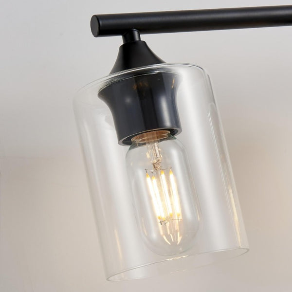 English Elm 5-Light Matte Black Vanity Bar Fixture with Cylinder Glass Shades for Wide Bathroom Mirrors W5735P539029