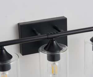 English Elm 5-Light Matte Black Vanity Bar Fixture with Cylinder Glass Shades for Wide Bathroom Mirrors W5735P539029