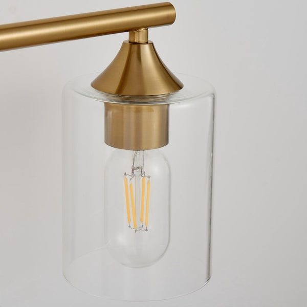 English Elm 5-Light Brushed Nickel Vanity Wall Fixture Clear Cylinder Shades for Modern Bath Gold W5735P539030