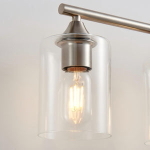 English Elm 5-Light Brushed Nickel Vanity Wall Fixture Clear Cylinder Shades for Modern Bath Silver W5735P539031