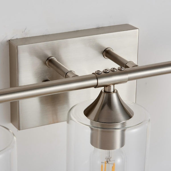 English Elm 5-Light Brushed Nickel Vanity Wall Fixture Clear Cylinder Shades for Modern Bath Silver W5735P539031