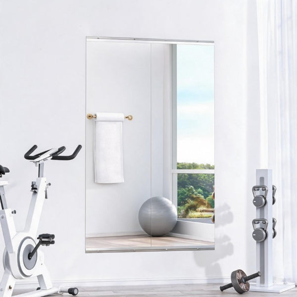English Elm Home Gym Frameless Tempered Glass Wall Mirror Set for Yoga Fitness Dance Studios W5765P515798