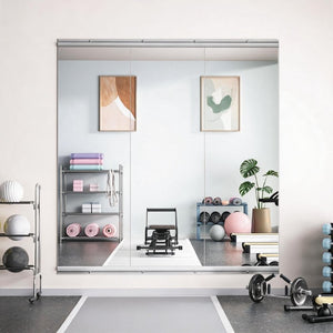 English Elm Home Gym Frameless Tempered Glass Wall Mirror Set for Yoga Fitness Dance Studios W5765P515798