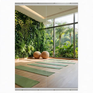 English Elm Home Gym Frameless Tempered Glass Wall Mirror Set for Yoga Fitness and Dance Studios W5765P515799