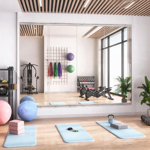 English Elm Home Gym Frameless Tempered Glass Wall Mirror Set for Yoga Fitness and Dance Studios W5765P515799
