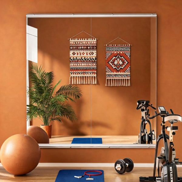 English Elm Home Gym Frameless Tempered Glass Wall Mirror Set for Yoga Dance and Fitness Rooms W5765P515800
