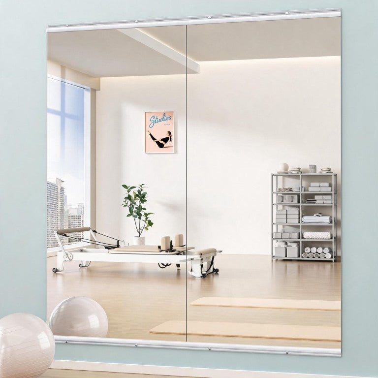 English Elm Home Gym Frameless Tempered Glass Full Body Mirror Set for Dance Studio Fitness W5765P515801