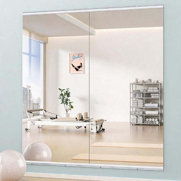 English Elm Home Gym Frameless Tempered Glass Full Body Mirror Set for Dance Studio Fitness W5765P515801