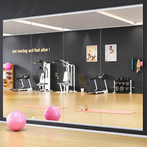 English Elm Home Gym Frameless Tempered Glass Full Body Mirror Set for Dance Studio Fitness W5765P515801