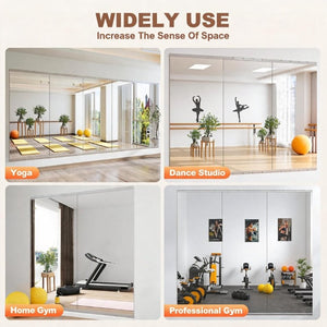English Elm Home Gym Frameless Tempered Glass Full Body Mirror Set for Dance Studio Fitness W5765P515801