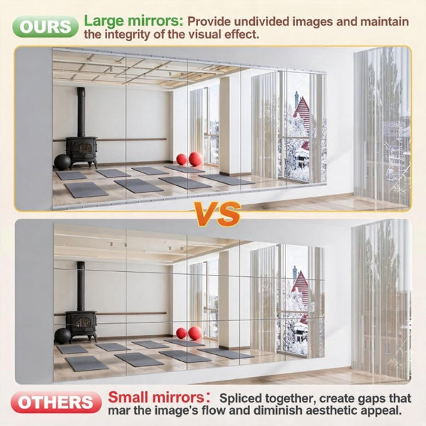 English Elm Home Gym Frameless Tempered Glass Full Body Mirror Set for Dance Studio Fitness W5765P515801