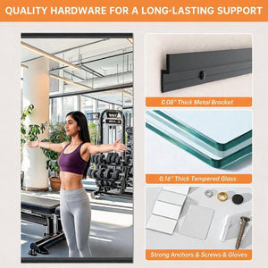 English Elm Home Gym Full Length Tempered Glass Wall Mirror Set Two Panel Frameless Workout W5765P515802