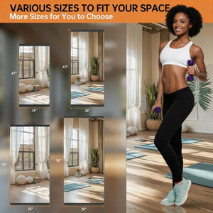 English Elm Home Gym Full Length Tempered Glass Wall Mirror Set Two Panel Frameless Workout W5765P515802