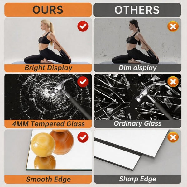 English Elm Home Gym Full Length Tempered Glass Wall Mirror Set Two Panel Frameless Workout W5765P515802