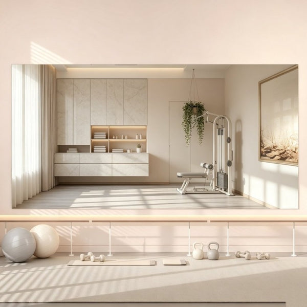 English Elm Home Gym Frameless Full Length Wall Mirror Tempered Glass for Yoga and Dance Studio W5765P515803