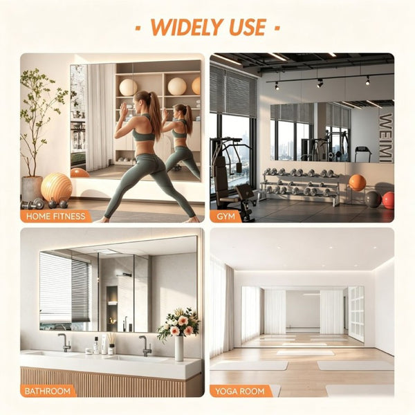 English Elm Home Gym Frameless Full Length Wall Mirror Tempered Glass for Yoga and Dance Studio W5765P515803