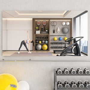 English Elm Home Gym Frameless Full Length Wall Mirror Tempered Glass for Yoga and Dance Studio W5765P515803