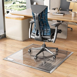 English Elm Tempered Glass Chair Mat Beveled Polished Edge Clear Floor Protector for Home Office W5765P515804