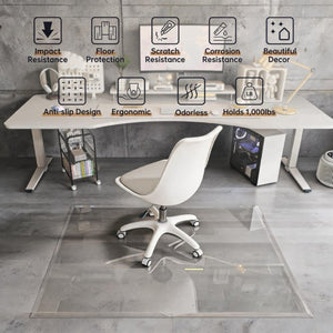 English Elm Tempered Glass Chair Mat Beveled Polished Edge Clear Floor Protector for Home Office W5765P515804